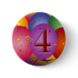 4th Birthday Party balloons Pins