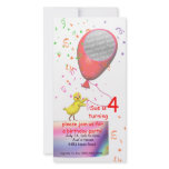 4th Birthday Party Chicken Invite Red Balloon photo cards