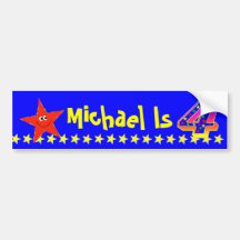 4th Birthday Party Red Smiley Star Decoration Bumper Sticker