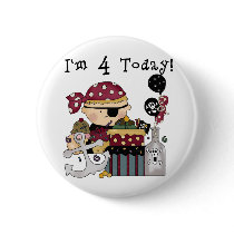 4th Birthday Pirate Tshirts and Gifts Pinback Buttons
