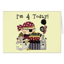 4th Birthday Pirate Tshirts and Gifts Greeting Card