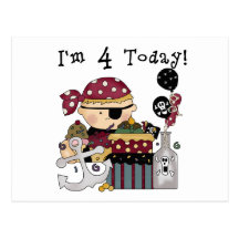 4th Birthday Pirate Tshirts and Gifts Post Card