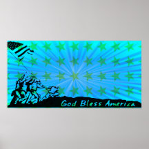 4th July Iwo Jima God Bless America Poster