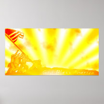 4th July Iwo Jima God Bless America Poster