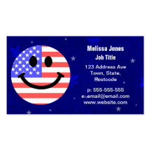 4th of July American Flag Smiley face Business Card