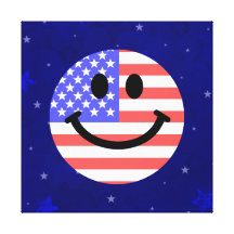 4th of July American Flag Smiley face Gallery Wrap Canvas