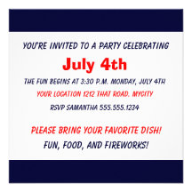 4th of July BBQ Personalized Invite
