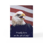4th of July b'day eagle & flag Card