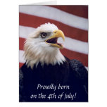 4th of July b'day eagle & flag Card