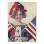 4th of July Little Girl in Red, White and Blue Greeting Card