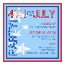 4th of July Modern Stars Party Invitation