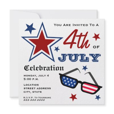 4th of July Patriotic American Flag Sunglasses Invitation by JillsPaperie