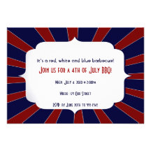 4th of July Patriotic Starburst Red White Blue Announcements