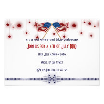 4th of July Patriotic US Flags and Stars Custom Invite