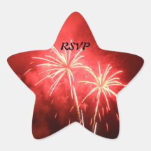 4th of July Red Fireworks Star Stickers