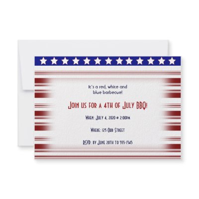 4th of July Red White and Blue Candystripe Custom Announcements by NoteableExpressions