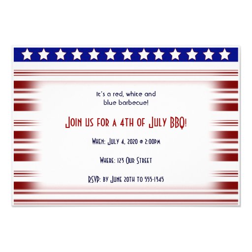 4th of July Red White and Blue Candystripe Custom Announcements