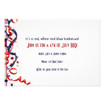4th of July Red White and Blue Ribbons and Stars Personalized Invites