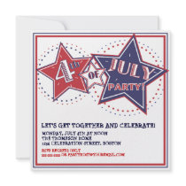 4th of July Red White Blue Stars Party Invitation