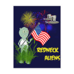 4th of July Redneck Aliens Postcard