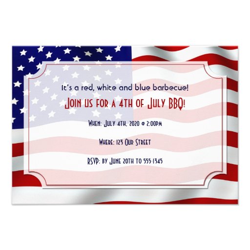 4th of July Stars and Stripes Forever Flag Custom Invitations