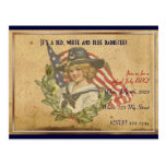 4th of July Vintage Girl with Flags Post Card