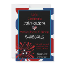 4thjuly, heart flag, With a Good Ol' Fashion, B... Invitations