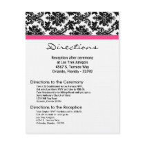 4x5 Directions Card Black Damask Hot Pink Receptio