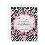 4x5 FLAT Thank you Card Girl Butterfly Zebra Print