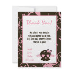 4x5 FLAT Thank You Card Girly Girl Pink Punk Skull
