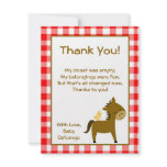 4x5 FLAT Thank You Card Red Barn Farm Animals