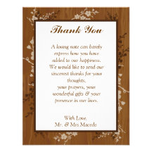 4x5 FLAT Thank You Card Wooden Plank Floral Weddin