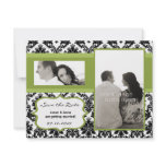4x5 Save the Date Card - Black Damask & Green Invite
