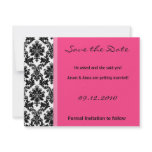 4x5 Save the Date Card - Black Damask & Hot Pink invitations