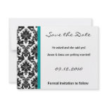 4x5 Save the Date Card - Black Damask & Teal Turqu Invitations