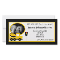 4x8 Construction Photo Birth Announcement Photo Card Template