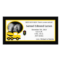 4x8 Construction Photo Birth Announcement Photo Card Template