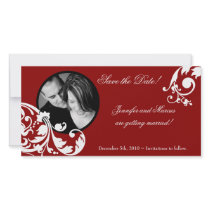 4x8 Crimson Red Floral Engagement Announcement Customized Photo Card