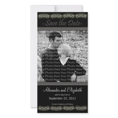 4x8" Elegant Black Save the Date Announcement by TheWeddingShoppe