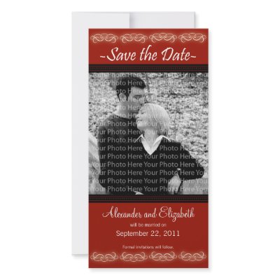 4x8" Elegant Red Save the Date Announcement by TheWeddingShoppe
