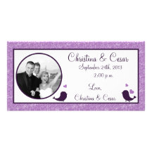 4x8 Engagement Photo Announcement Bird Swing Purpl Personalized Photo Card
