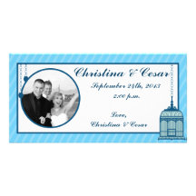 4x8 Engagement Photo Announcement Birdcage/Blue Picture Card
