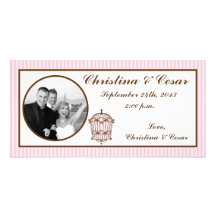4x8 Engagement Photo Announcement Birdcage/Pink Picture Card