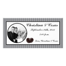 4x8 Engagement Photo Announcement Black Olive Gray Photo Cards