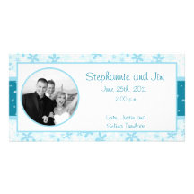 4x8 Engagement Photo Announcement Blue Daisies Photo Cards