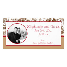 4x8 Engagement Photo Announcement Brown Leaves Custom Photo Card
