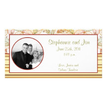 4x8 Engagement Photo Announcement Fall Leaves Personalized Photo Card