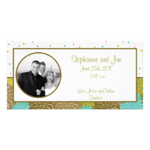 4x8 Engagement Photo Announcement Floral Burst Picture Card
