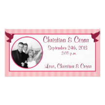 4x8 Engagement Photo Announcement Love Birds Pink Photo Cards