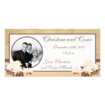 4x8 Engagement Photo Announcement Oriental Flowers Custom Photo Card